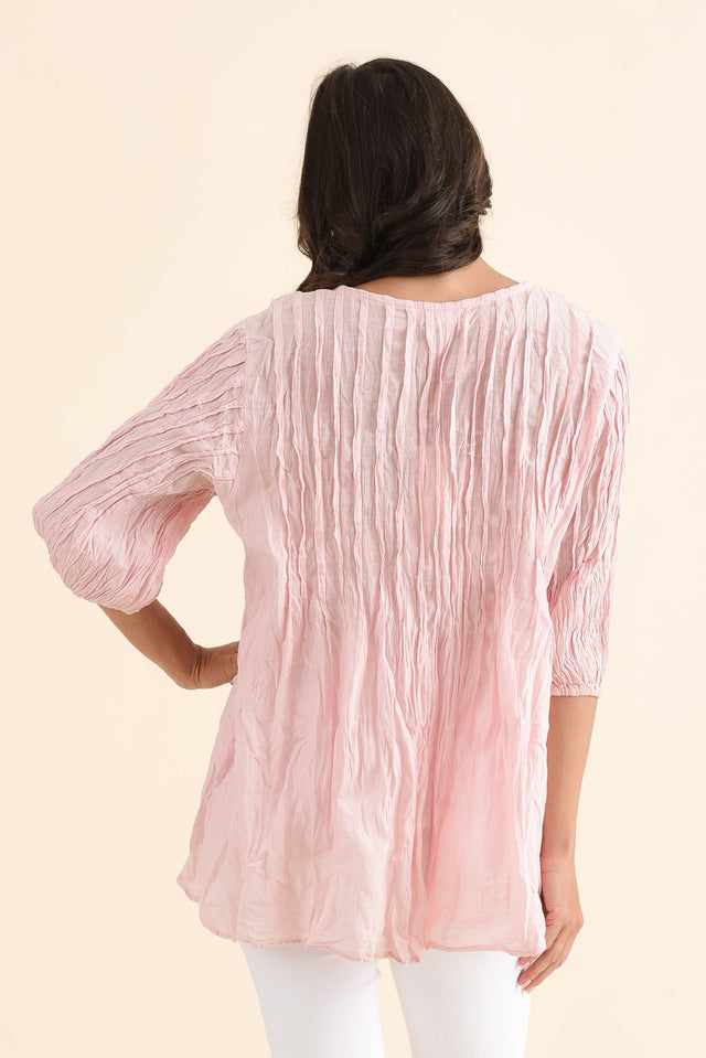 Selma Pink Crinkle Cotton Top,Back,Brunette model,alt text|model:Brontie image 4