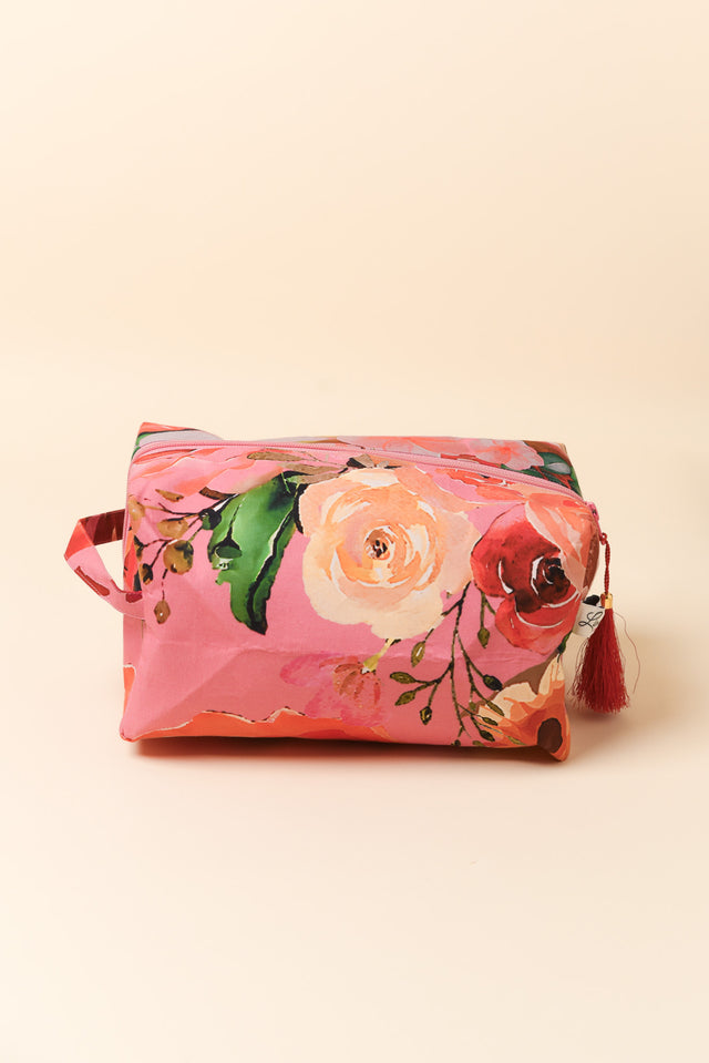 Selva Pink Rose Cotton Toiletry Bag