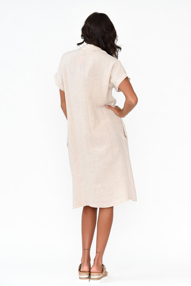 Serenita Beige Linen Shirt Dress image 5