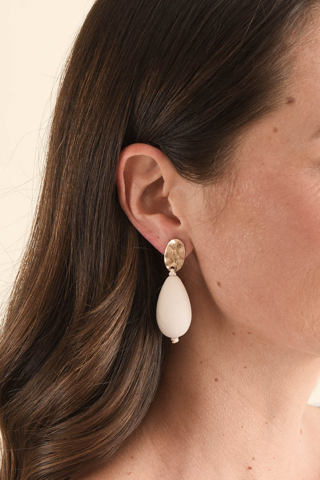Sharon Cream Bead Drop Earrings