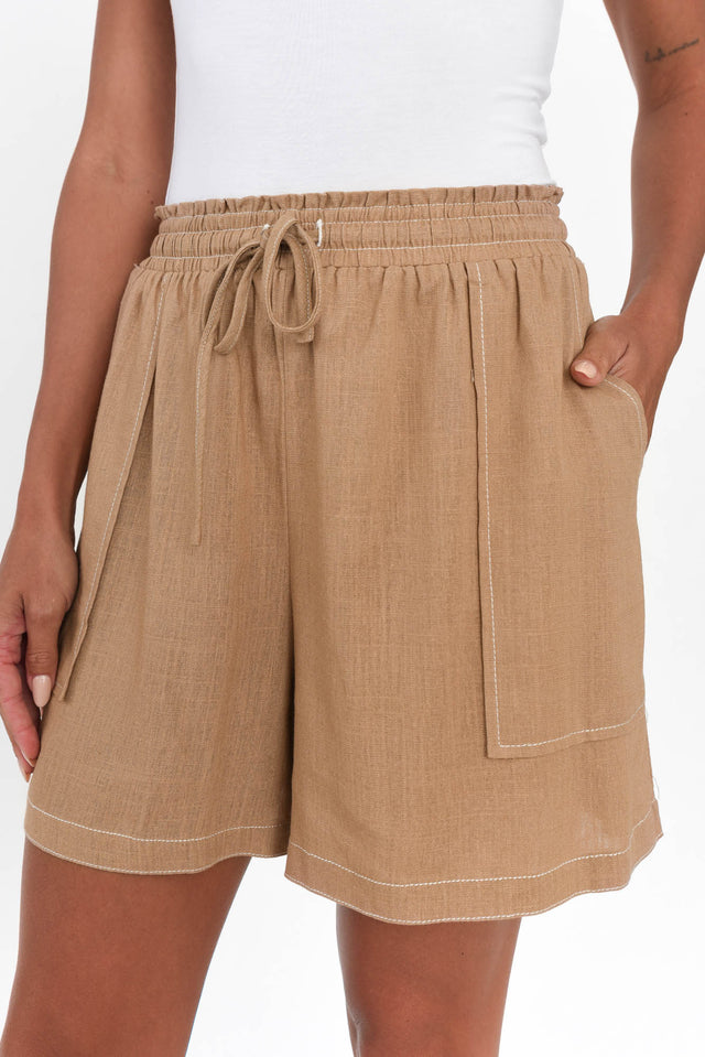Shasta Brown Contrast Stitch Shorts