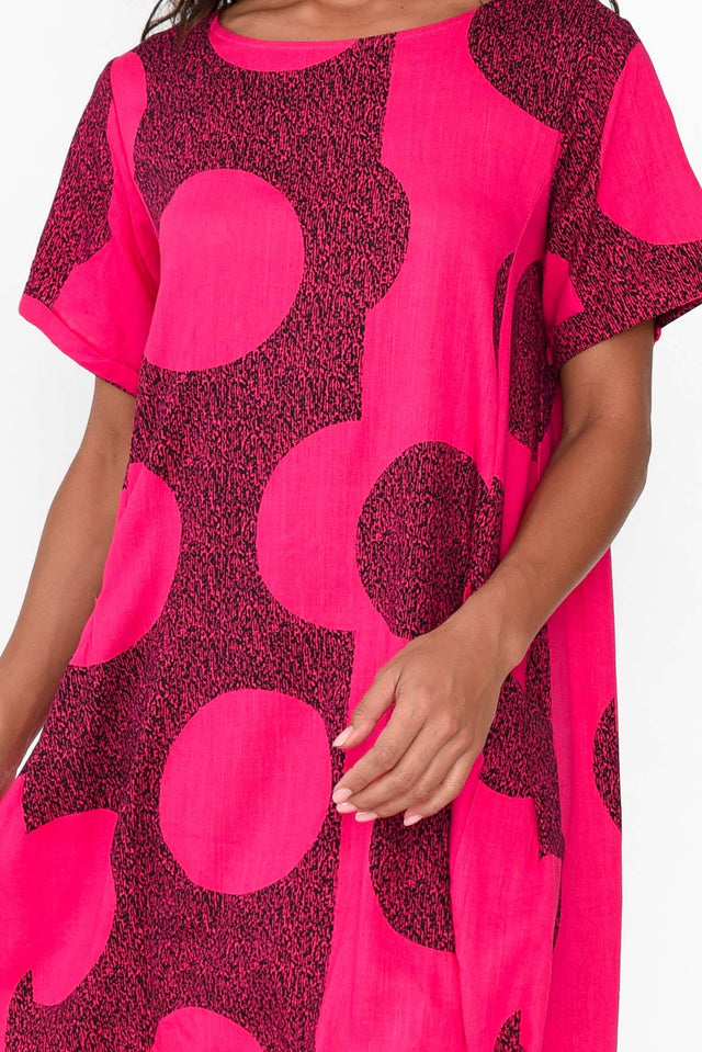 Shayann Pink Spot Linen Cotton Dress