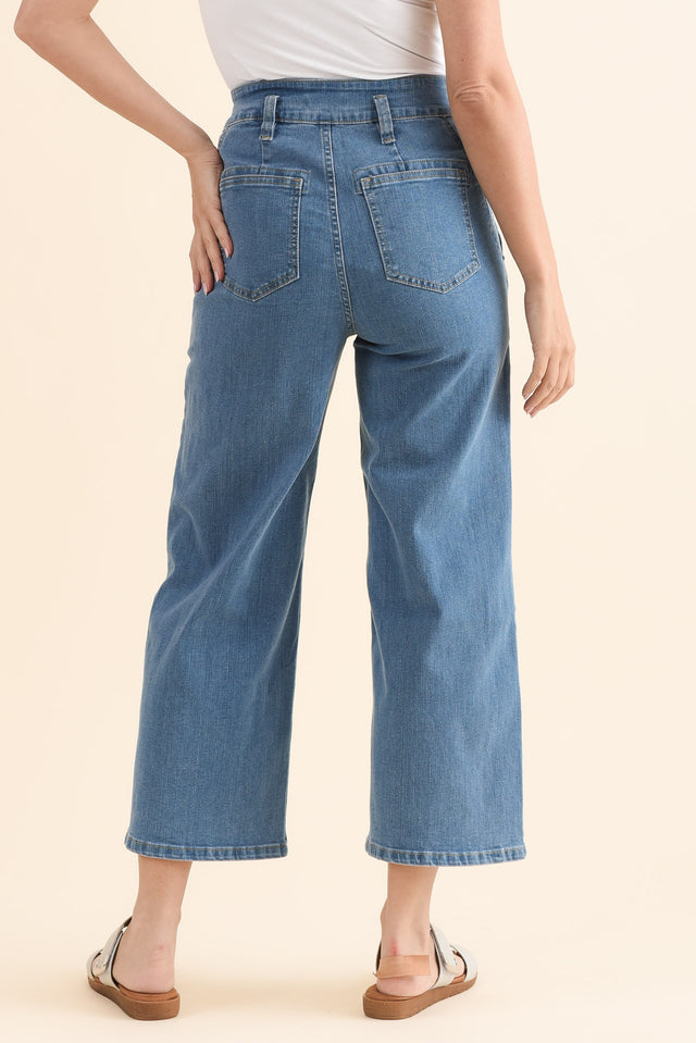 Sheridan Blue Denim Cropped Jeans,Back,Brunette model,alt text|model:MJ image 4