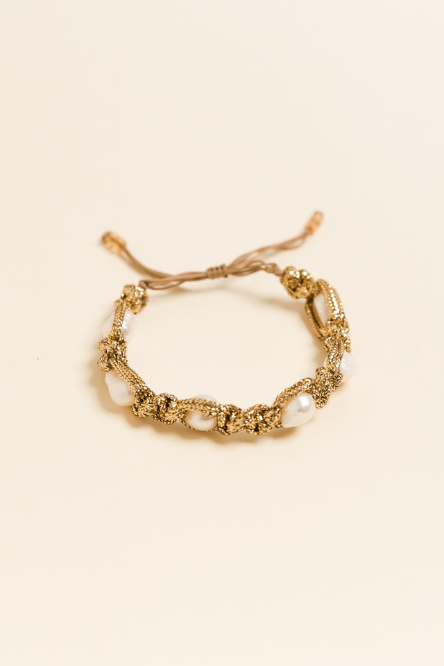 Shiloh Gold Pearl Woven Bracelet