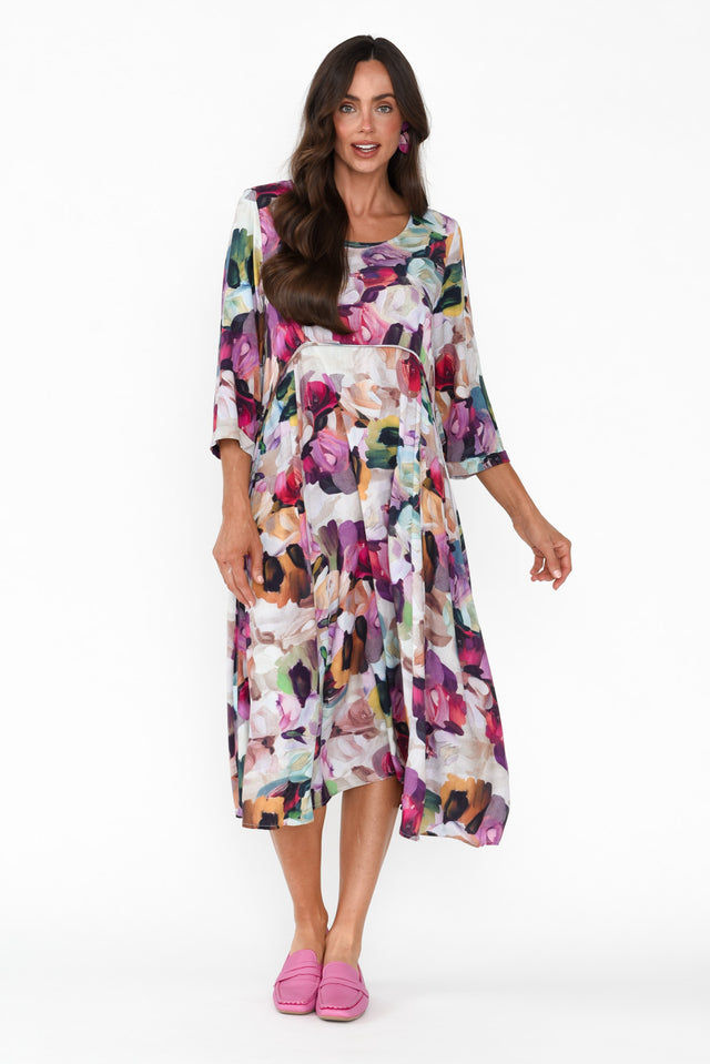 Shira Purple Floral Cotton Blend Dress banner image