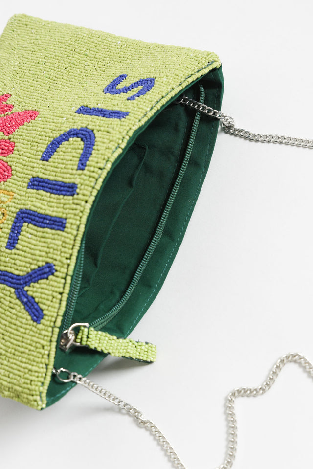 Sicily Green Beaded Clutch