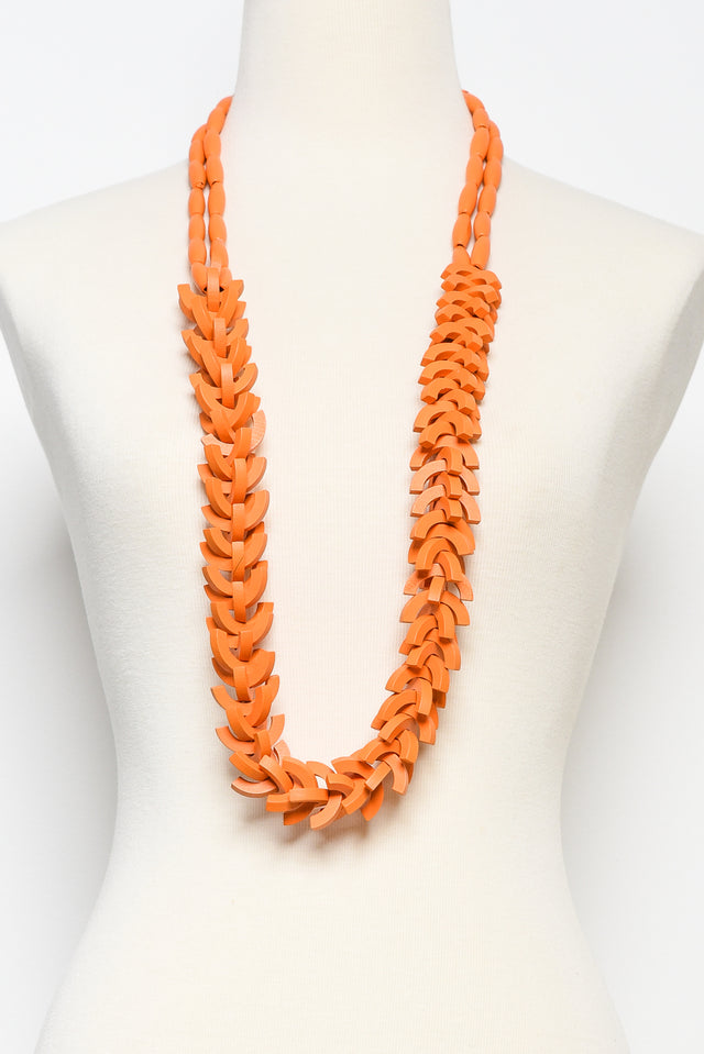 Sidonia Orange Wooden Bead Necklace