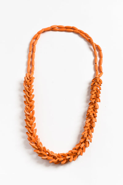 Sidonia Orange Wooden Bead Necklace