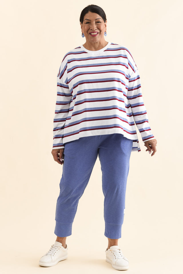 Sigrid White Stripe Long Sleeve Cotton Tee,Full Body,Brunette model,alt text|model:Pilita image 6