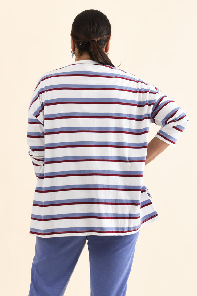 Sigrid White Stripe Long Sleeve Cotton Tee,Back,Brunette model,alt text|model:Pilita image 4
