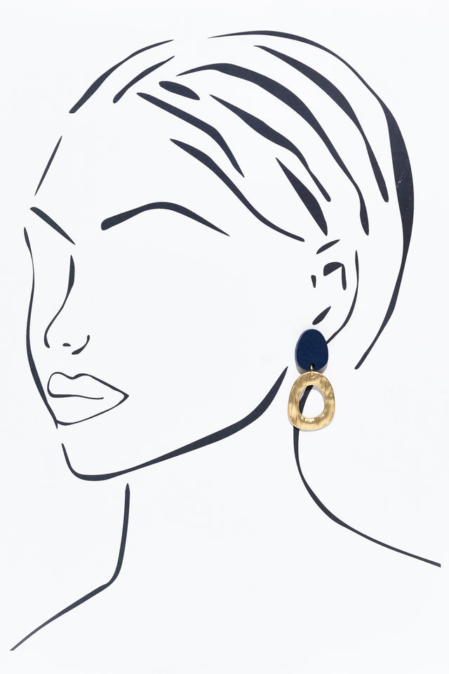 Silva Navy Circle Drop Earrings