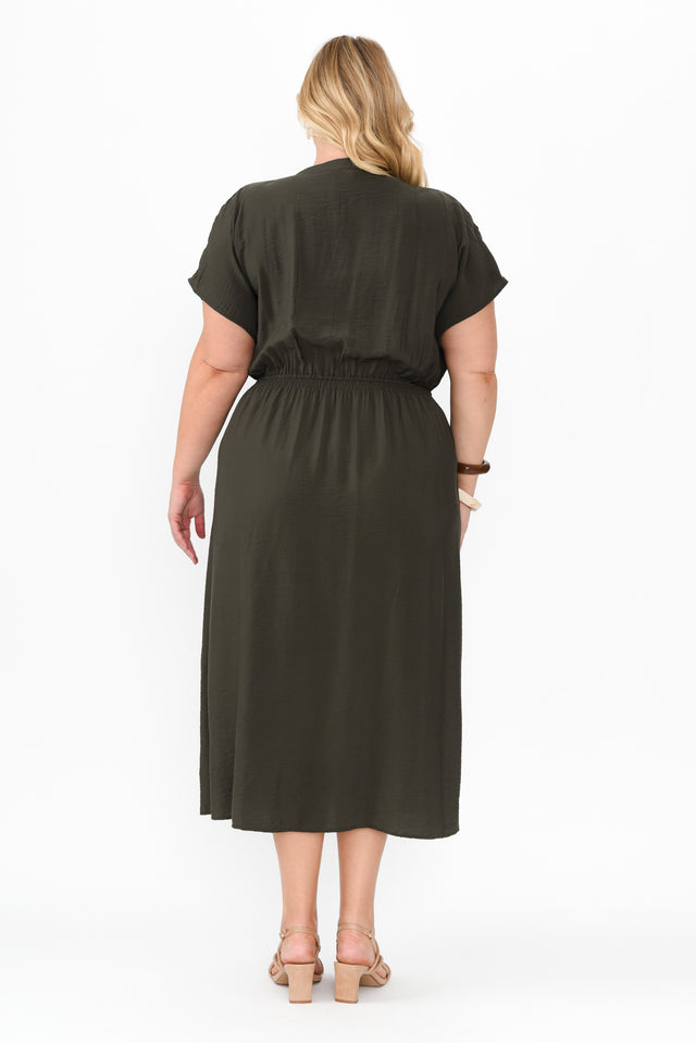 Simone Khaki Button Dress