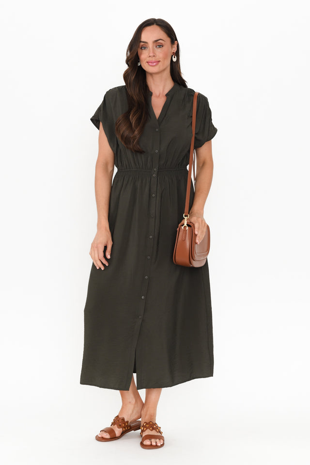 Simone Khaki Button Dress banner image