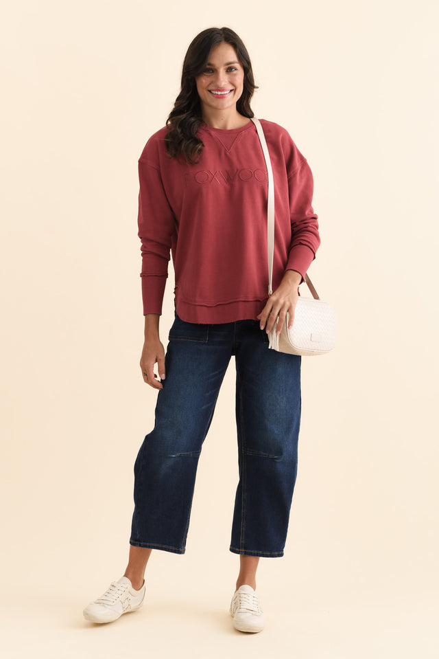 Simplified Cherry Cotton Crewneck Sweatshirt,Brunette model,alt text|model:Brontie image 3