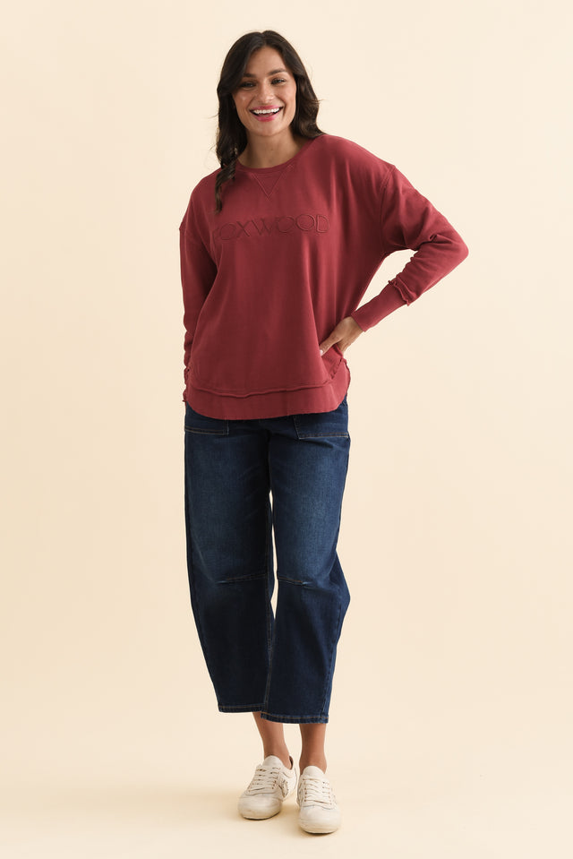 Simplified Cherry Cotton Crewneck Sweatshirt,Brunette model,alt text|model:Brontie image 7