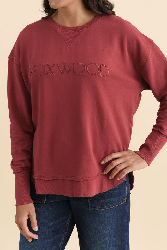Simplified Cherry Cotton Crewneck Sweatshirt,Brunette model,alt text|model:Brontie image 6