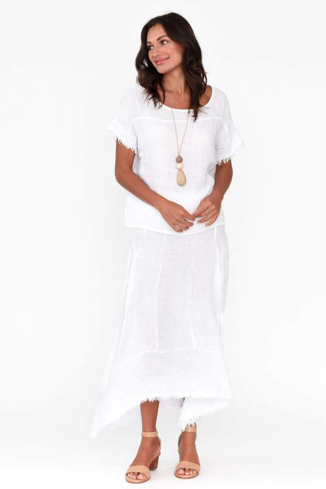 Lakeisha White Linen Skirt