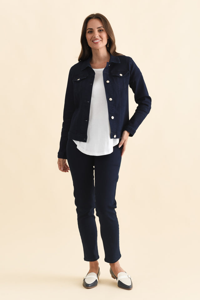 Siobhan Navy Stretch Jacket,Brunette model,alt text|model:MJ image 8