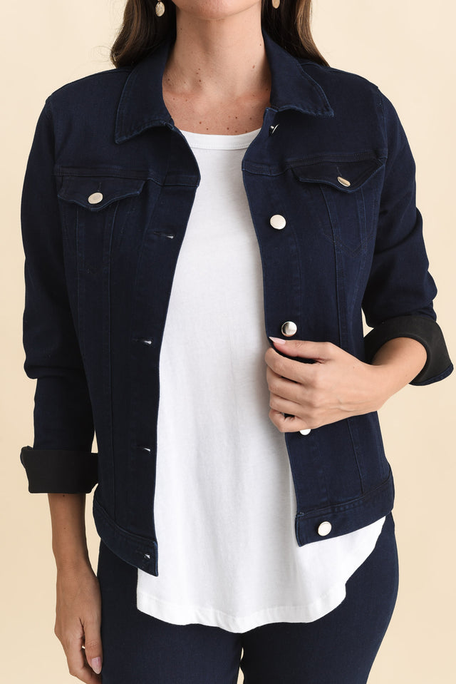 Siobhan Navy Stretch Jacket,Brunette model,alt text|model:MJ image 7