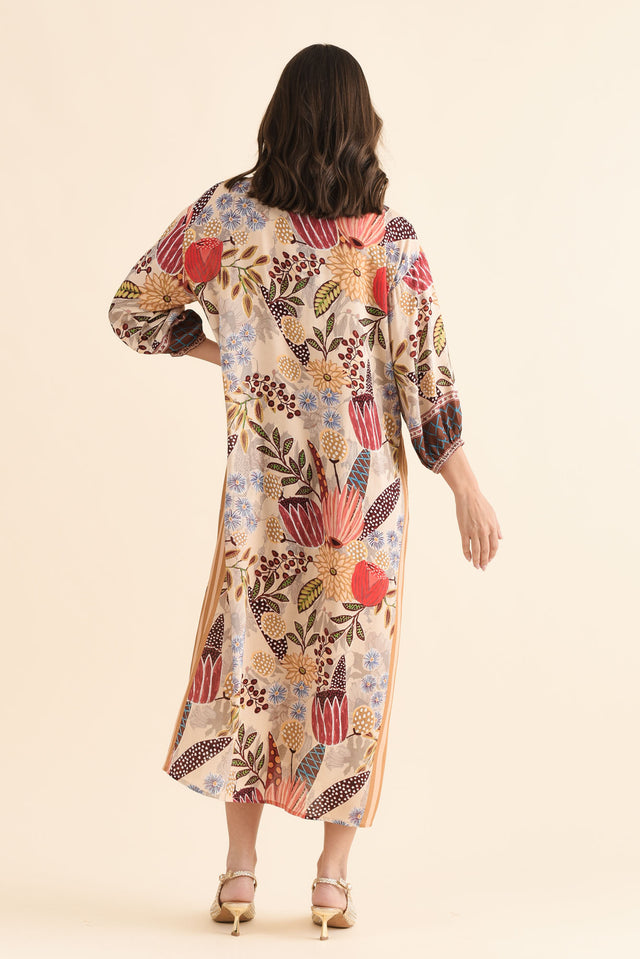 Sira Orange Garden Shirt Dress,Back,Brunette model,alt text|model:MJ image 4