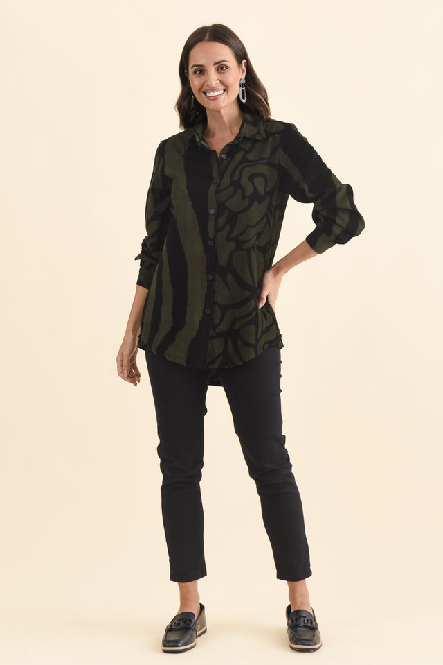Sirah Olive Stripe Cotton Shirt banner image