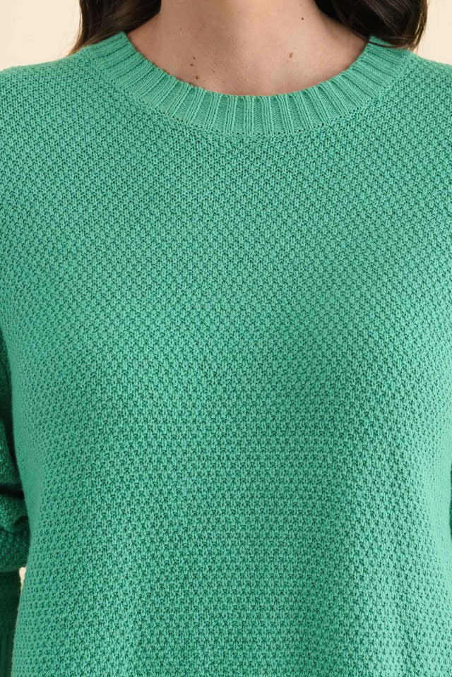 Skylar Green Cotton Blend Knit Jumper,Detail,Brunette model,alt text|model:MJ image 7
