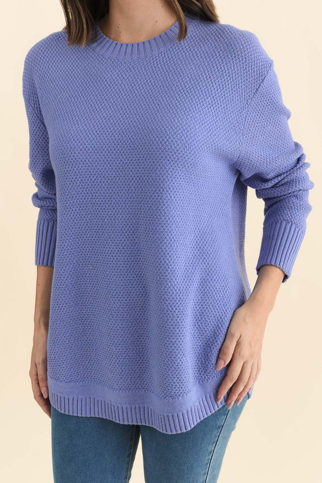 Skylar Lilac Cotton Blend Knit Jumper,Brunette model,alt text|model:MJ image 7