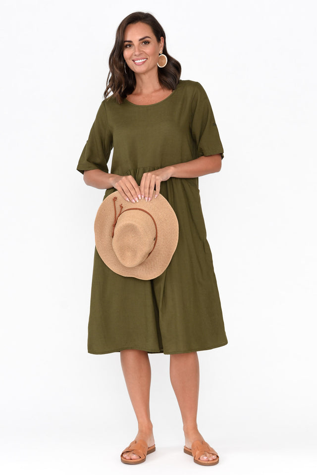 Sloane Olive Cotton Blend Dress image 1