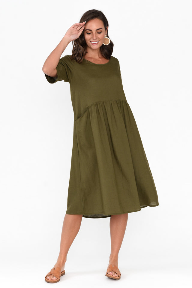 Sloane Olive Cotton Blend Dress image 6
