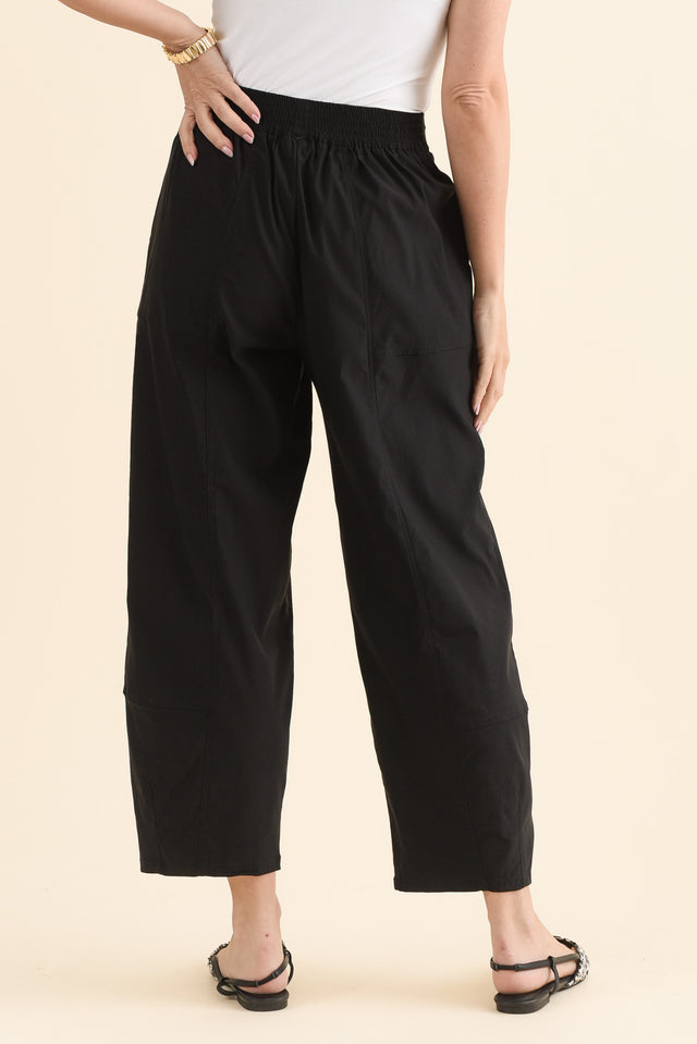 SmartFlex Black Barrel Pants,Back,Brunette model,alt text|model:MJ image 4