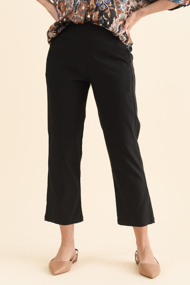 SmartFlex Black Straight Leg Pants,Front,Brunette model,alt text|model:MJ image 1