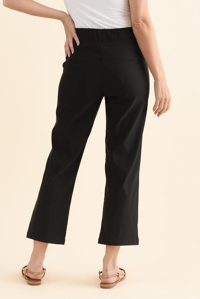 SmartFlex Black Straight Leg Pants,Back,Brunette model,alt text|model:MJ image 4