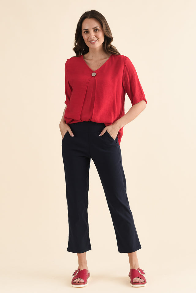 SmartFlex Navy Straight Leg Pants,Full Body,Brunette model,alt text|model:MJ image 2
