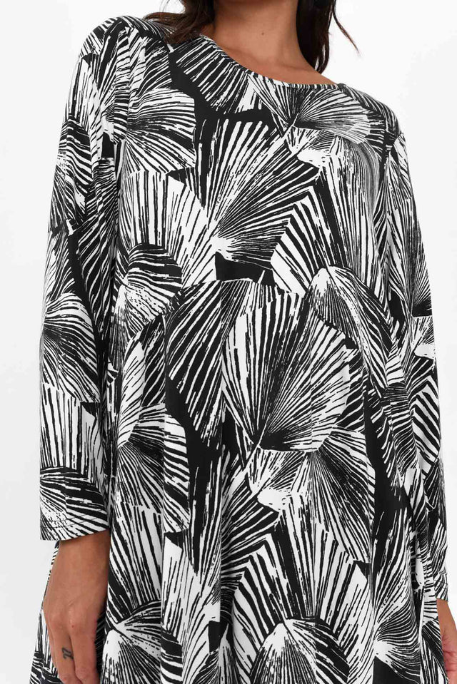 Soho Black Palm Bamboo Midi Dress image 6