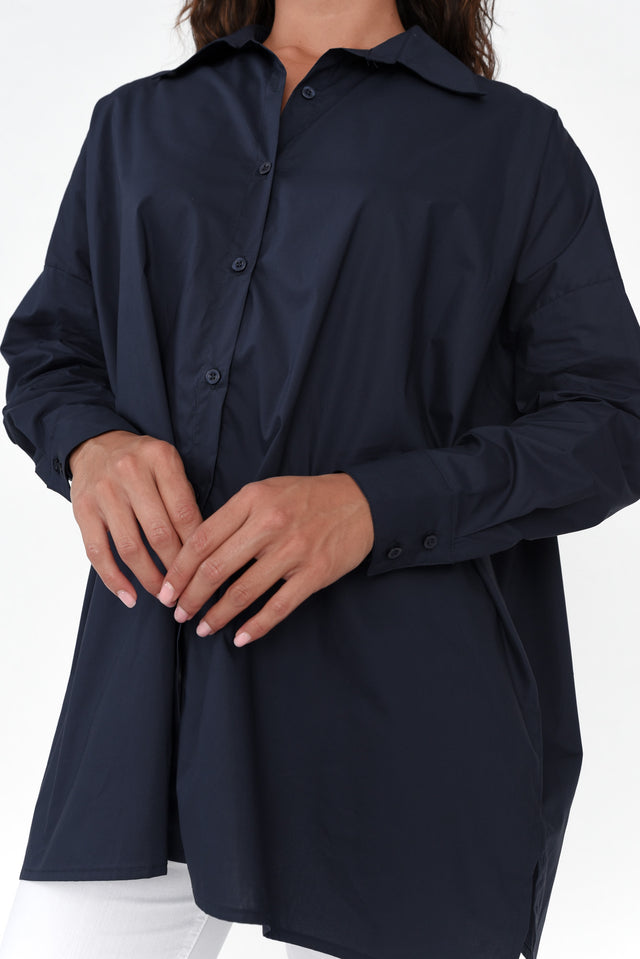 Solara Navy Cotton Poplin Shirt