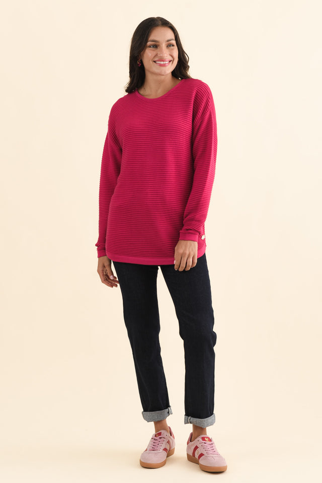 Somer Hot Pink Organic Cotton Knit Jumper,Brunette model,alt text|model:Brontie image 7