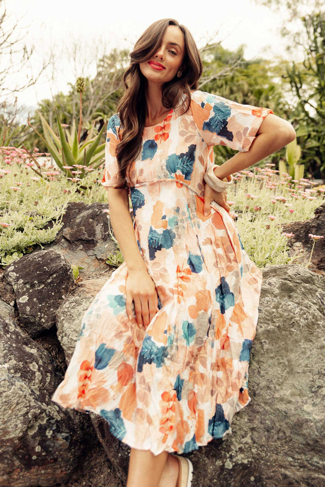 Soraya Orange Floral Crescent Dress image 1