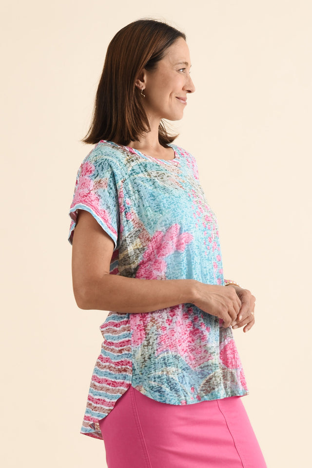 Sorelle Pink Paradise Cotton Blend Tee,Side,Brunette model,alt text|model:Cara image 5