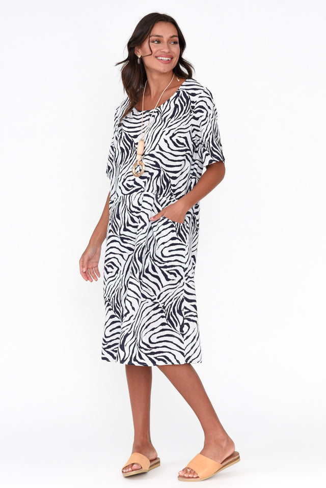 Sorrel Navy Zebra Cotton Dress
