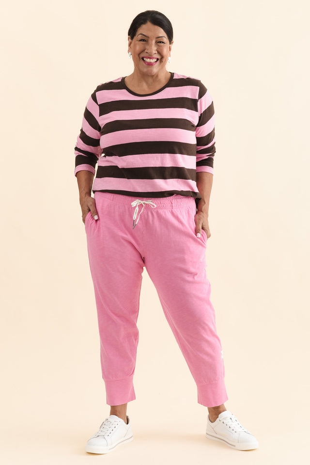 Fundamental Brunch Pink Cotton Sweatpants,Full Body,Brunette model,alt text|model:Pilita image 6