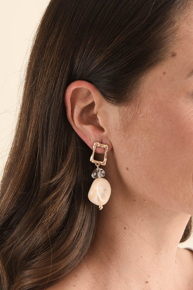 Stacey Cream Bead Drop Earrings