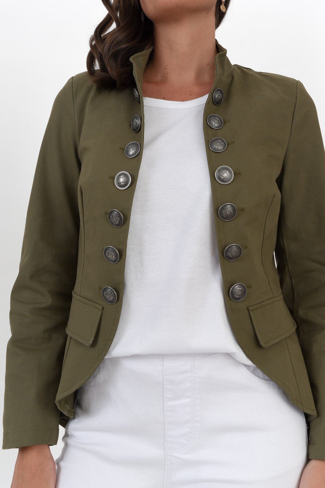 Hugo Boss Khaki Stretch Cotton Military-Style Jacket - Queen Letizia  Outerwear - Queen Letizia Style