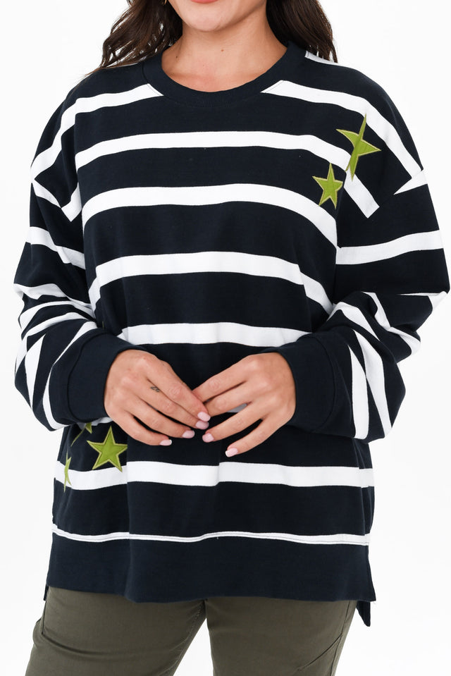 Starry Navy Stripe Fleece Jumper image 5