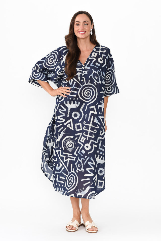 Stella Blue Geo Cotton Dress banner image