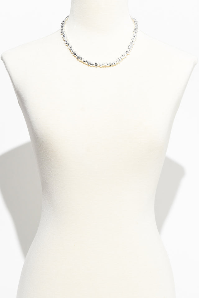 Steph Silver Beaded Necklace