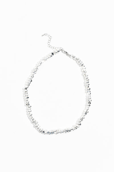 Steph Silver Beaded Necklace