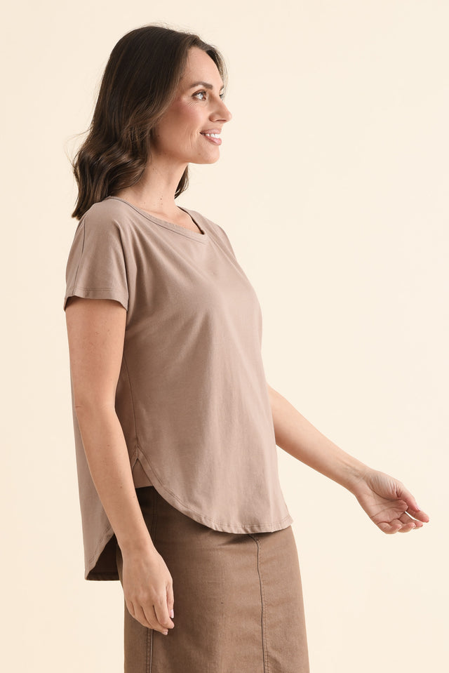 Stevie Taupe Cotton Tee image 3