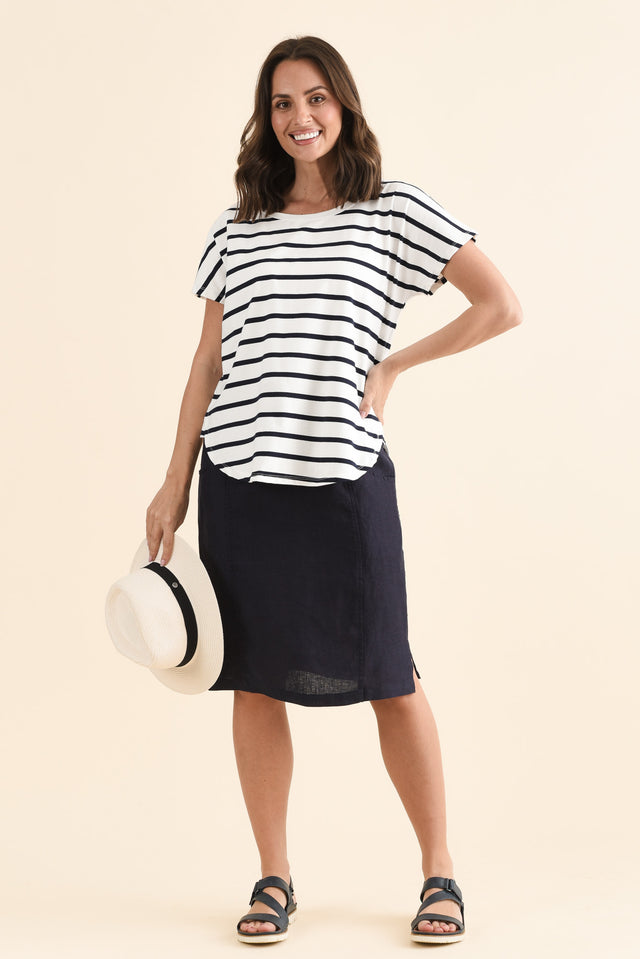 Stevie White Stripe Cotton Tee