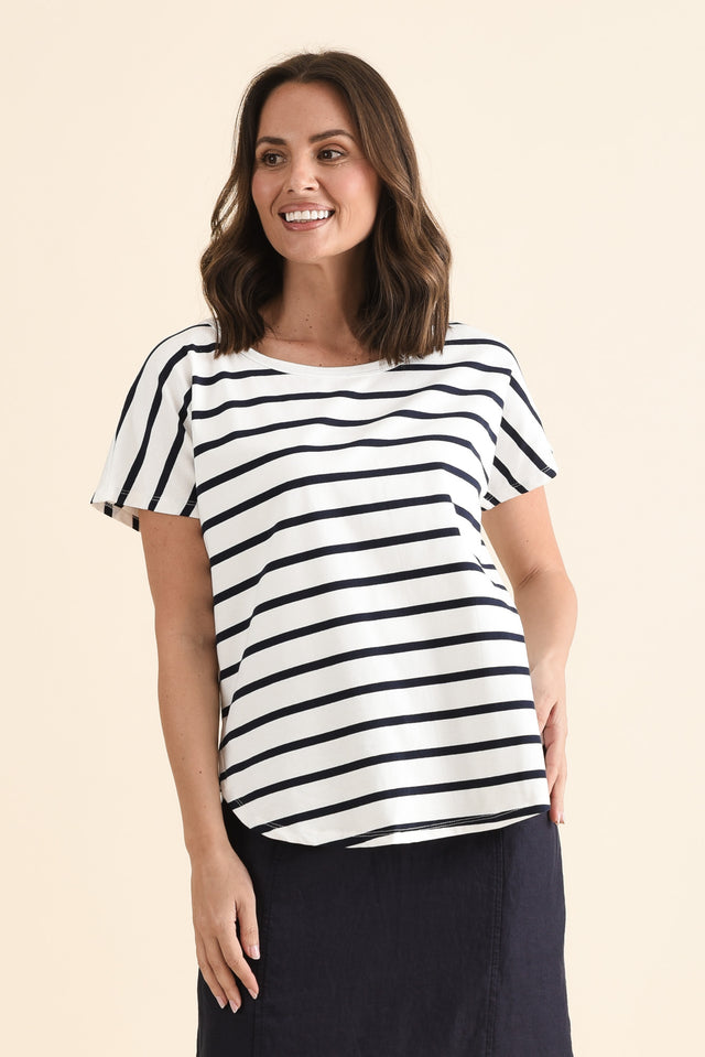 Stevie White Stripe Cotton Tee