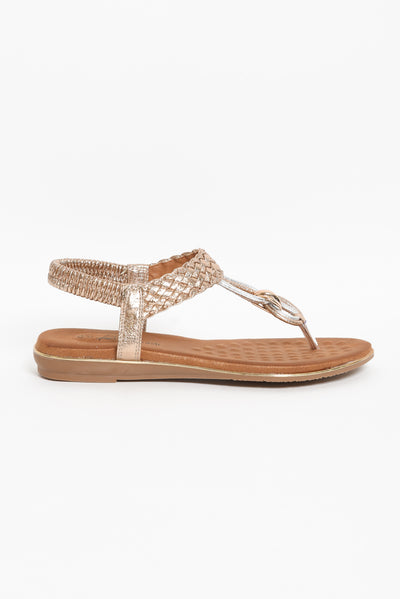 Sue Rose Gold Braided Sandal